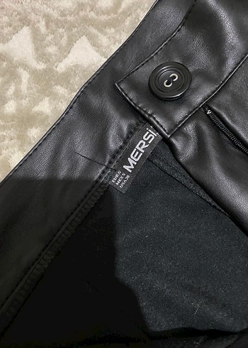 Deri Siyah Kadın Pantolon Kemerli - Görsel 3