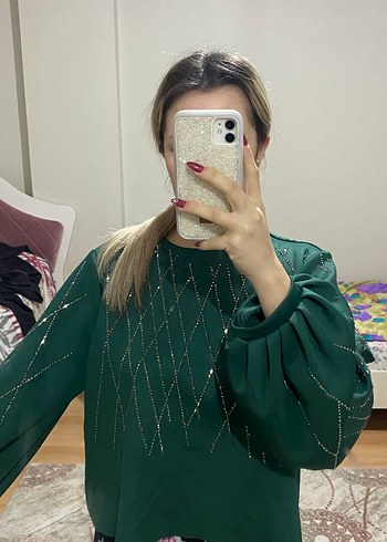 Yeşil Payetli Kadın Bluz - Görsel 8