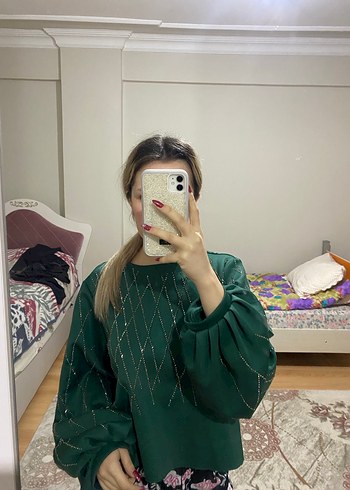 Yeşil Payetli Kadın Bluz - Görsel 7