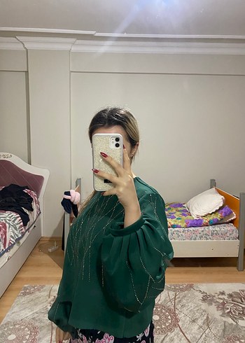 Yeşil Payetli Kadın Bluz - Görsel 10