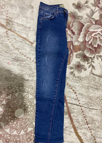 Gri Tonlu Bağlama Desenli Düğmeli Kadın Kot Pantolon - Görsel 2