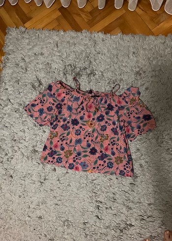 Pembe Bohem Renkli Kısa Kollu Bluz