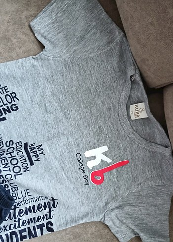 Erkek Çocuk Gri Baskılı kısa kollu şort takım - Görsel 3