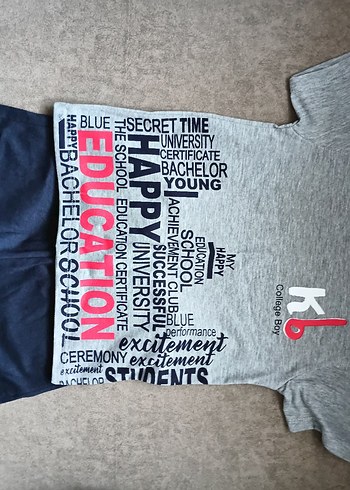 Erkek Çocuk Gri Baskılı kısa kollu şort takım - Görsel 4