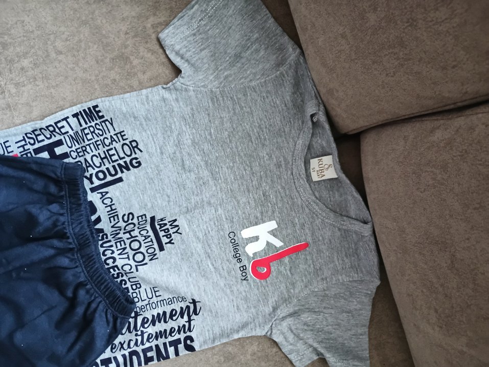 Erkek Çocuk Gri Baskılı kısa kollu şort takım - Görsel 3