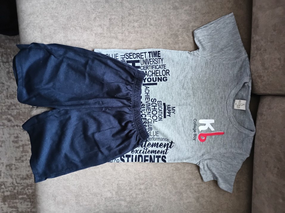 Erkek Çocuk Gri Baskılı kısa kollu şort takım - Görsel 2