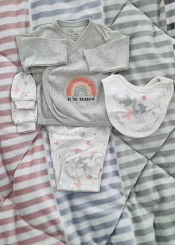 yeşil Baskılı Uzun Kollu Bebek Kıyafet Seti - Görsel 2