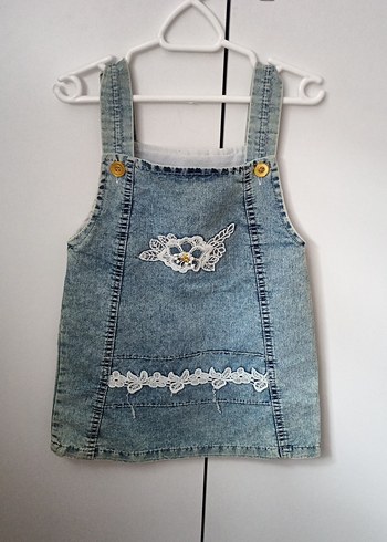 Kız Çocuk Kot Elbise Dantel Detaylı - Görsel 2