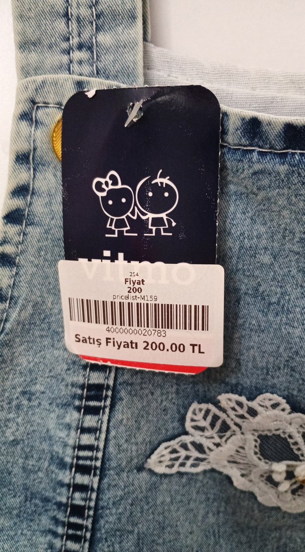 Kız Çocuk Kot Elbise Dantel Detaylı - Görsel 3