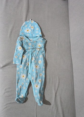 Çiçek Desenli Kapüşonlu Bebek Tulumu - Görsel 2