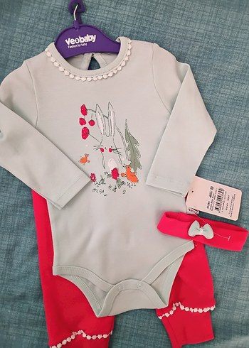 Uzun Kollu yeşil Baskılı Bebek Kız Takımı - Görsel 2