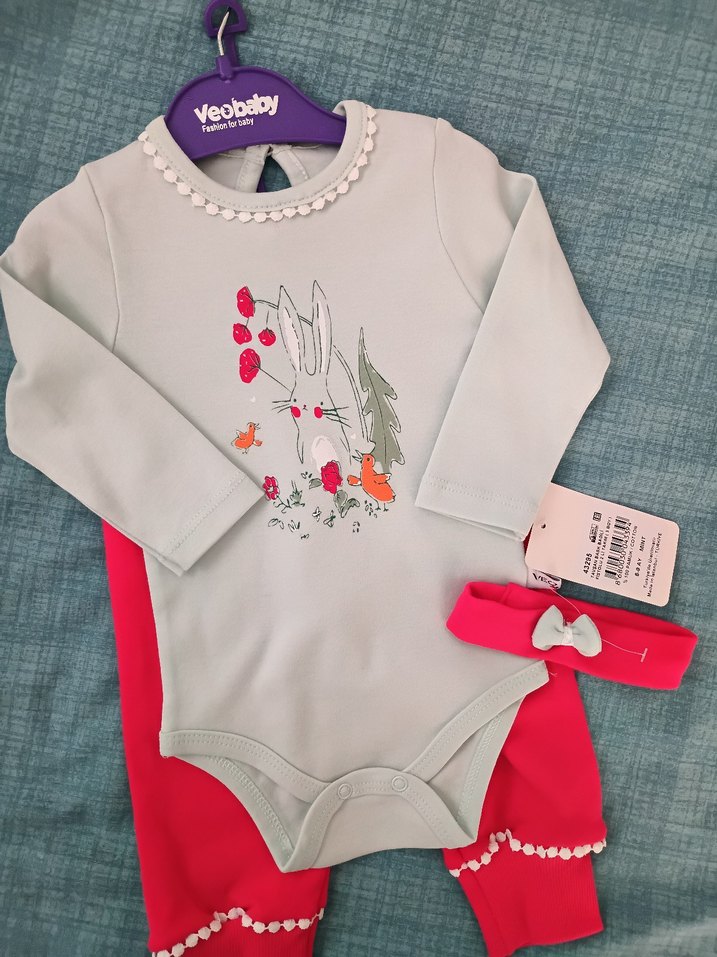 Uzun Kollu yeşil Baskılı Bebek Kız Takımı - Görsel 2