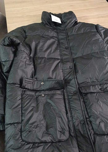 Düğmeli Siyah Kadın Kış Montu - Görsel 7