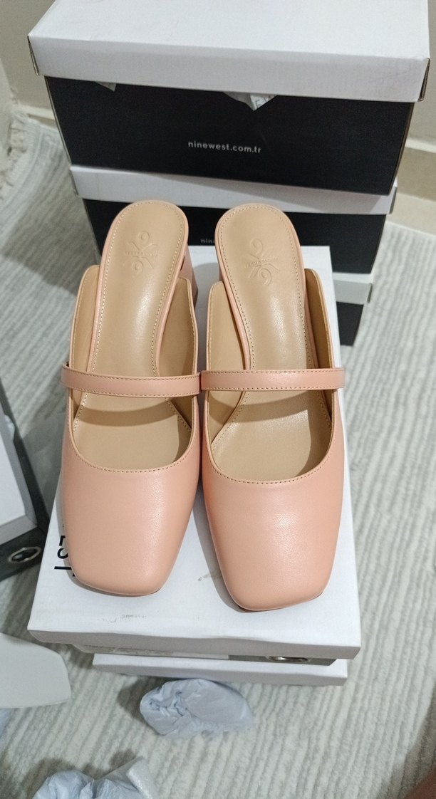 Bej Pastel Kadın Tokalı Topuklu Babet - Görsel 3