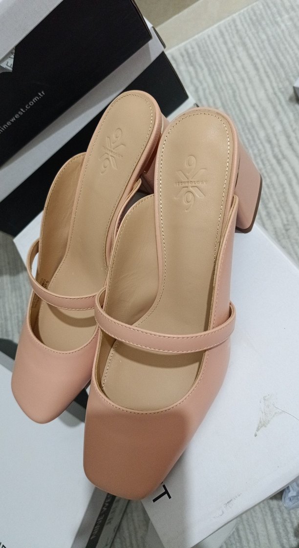 Bej Pastel Kadın Tokalı Topuklu Babet - Görsel 4