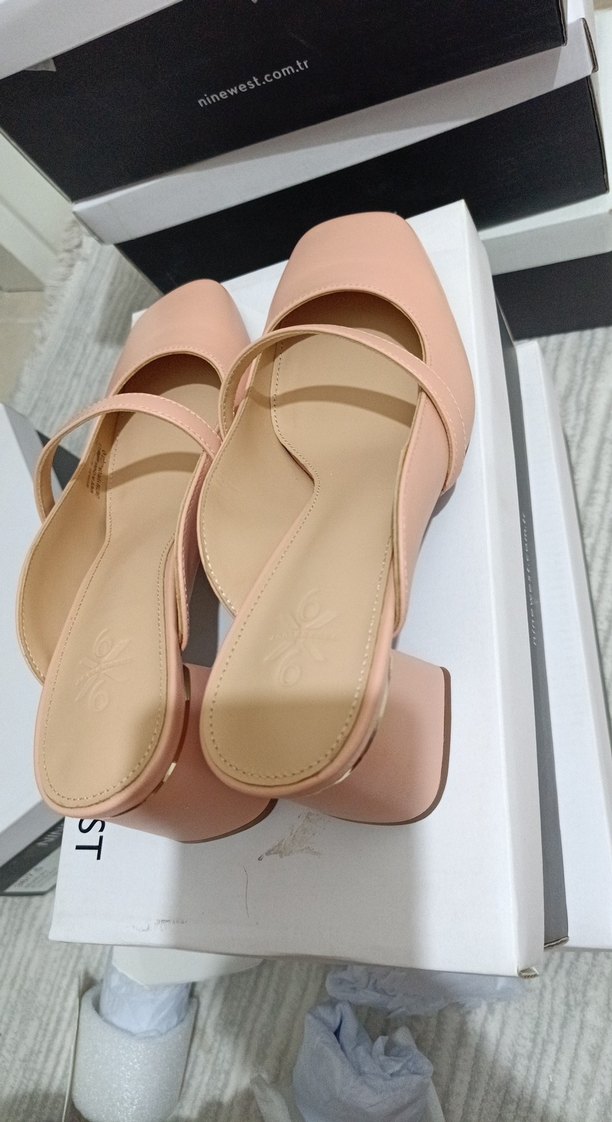 Bej Pastel Kadın Tokalı Topuklu Babet - Görsel 5