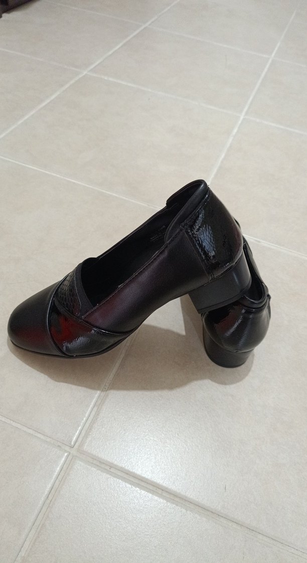 Polaris Siyah Yılan Desenli Topuklu Kadın Babet - Görsel 4