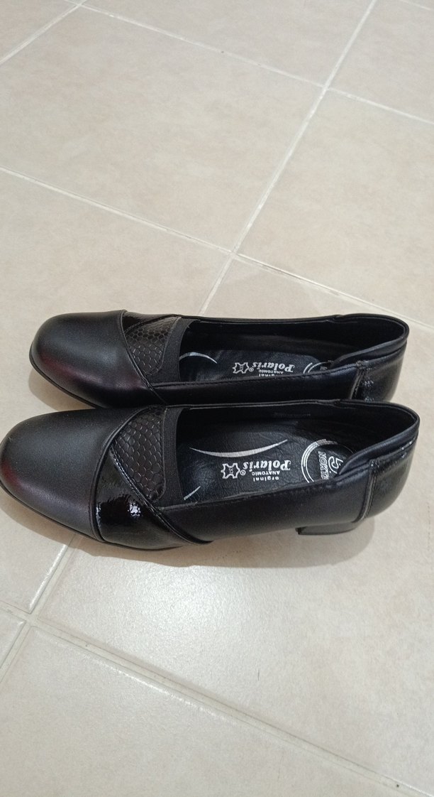 Polaris Siyah Yılan Desenli Topuklu Kadın Babet - Görsel 2