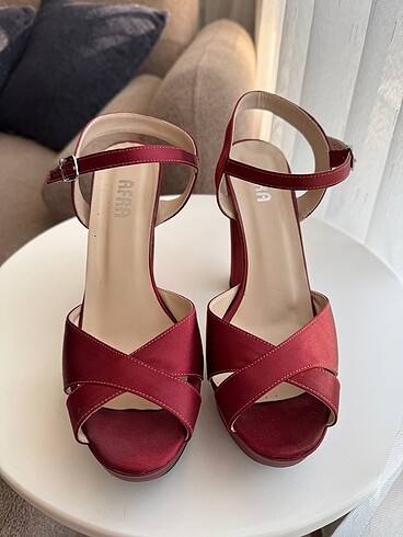 Diğer Bordo Platform Topuklu Ayakkabı