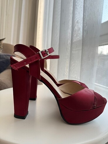 36 Beden Bordo Platform Topuklu Ayakkabı