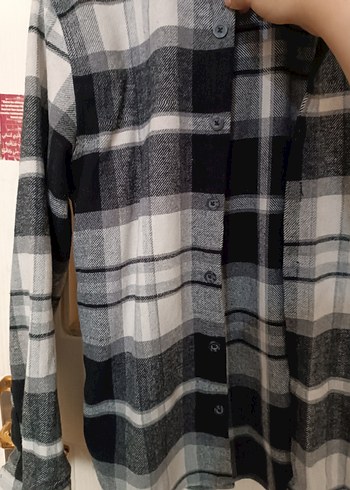 Düğmeli Gri Ekose Yün Gömlek - Görsel 3