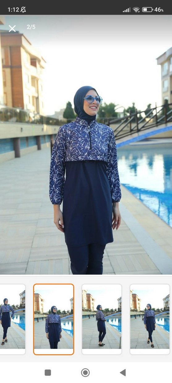 Lacivert Bağlama Desenli Uzun Kollu Mayo - Görsel 2