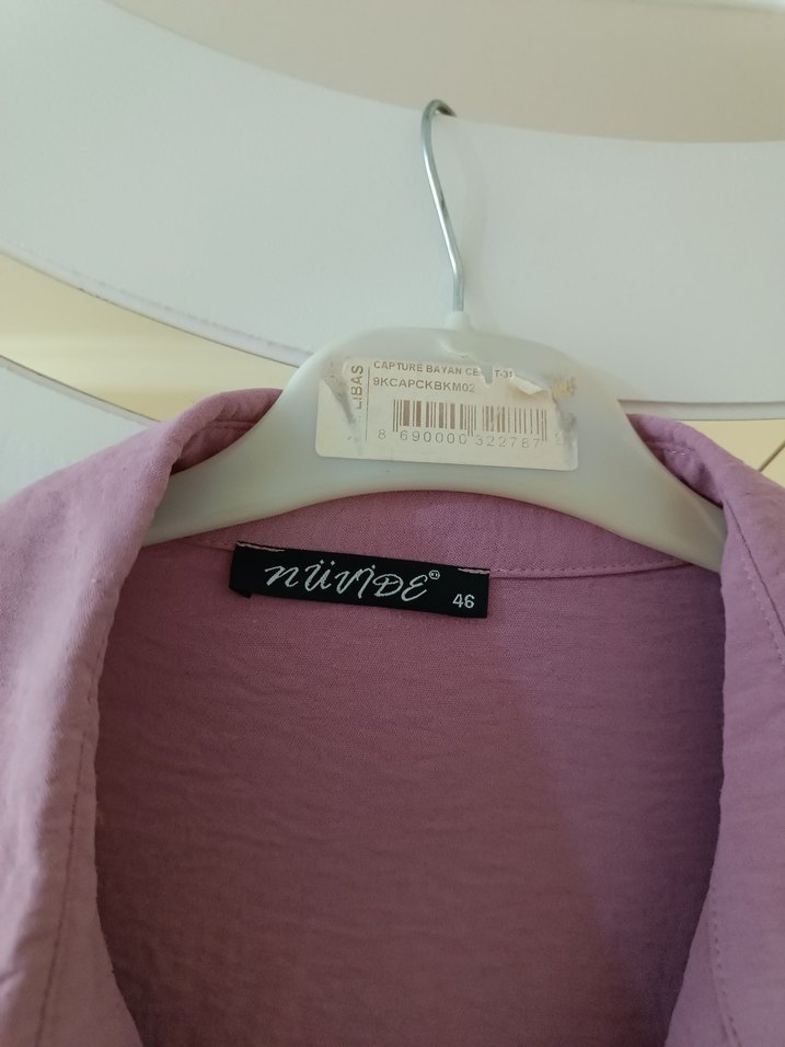 Düğmeli Mor Pamuklu Kadın Gömlek - Görsel 3