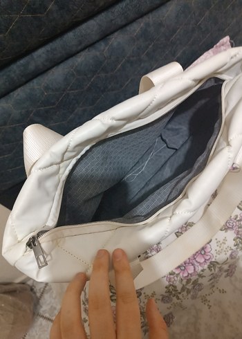 Beyaz Fermuarlı Kadın Omuz Çantası - Görsel 6