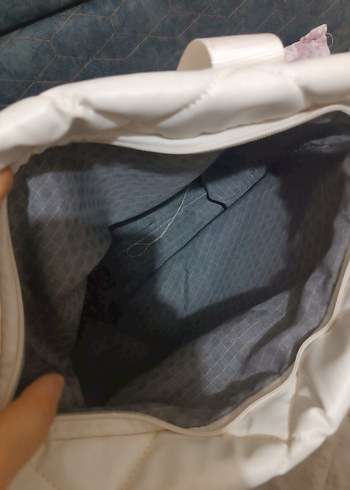 Beyaz Fermuarlı Kadın Omuz Çantası - Görsel 7