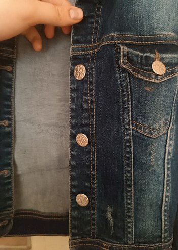 Gri Düğmeli Kadın Denim Ceket - Görsel 6