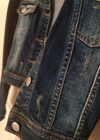 Gri Düğmeli Kadın Denim Ceket - Görsel 5