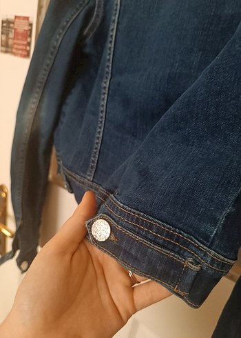 Gri Düğmeli Kadın Denim Ceket - Görsel 7