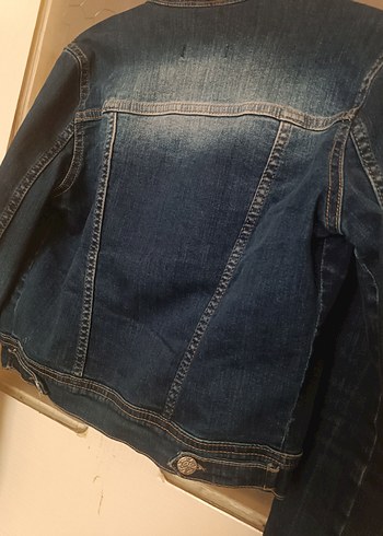 Gri Düğmeli Kadın Denim Ceket - Görsel 8