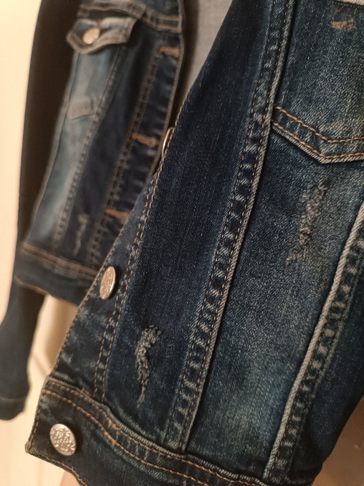 Gri Düğmeli Kadın Denim Ceket - Görsel 5