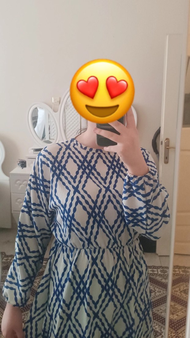 Mavi Desenli Elbise - Görsel 2