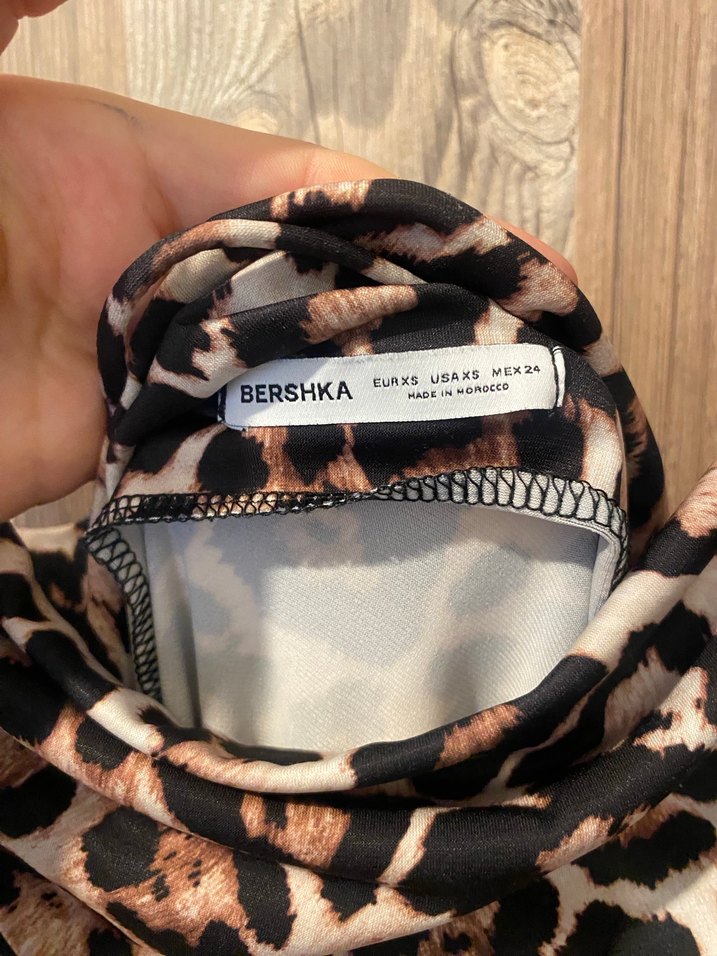 Leopar Desenli Drapeli Mini Elbise - Görsel 2