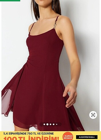Trendyol & Milla Bordo elbise