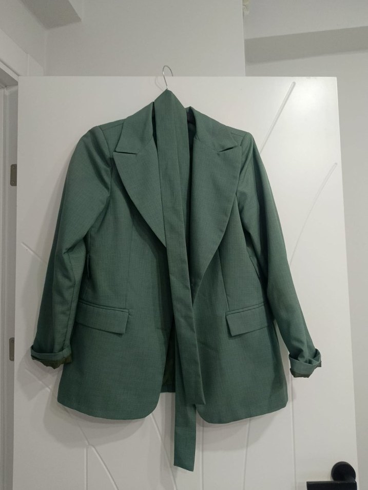 Kemerli Yeşil Kadın Blazer Ceket - Görsel 2