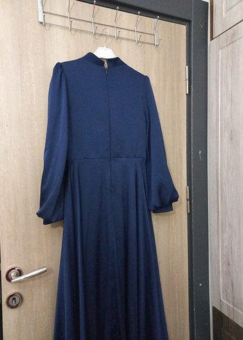 Lacivert Drapeli Uzun Kollu Kadın Elbise - Görsel 4