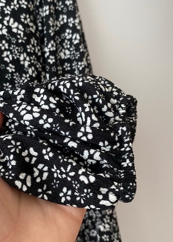 xl Beden Siyah Çiçekli Elbise