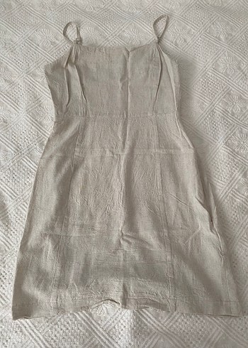 LC Waikiki Minimal Bej Keten Elbise
