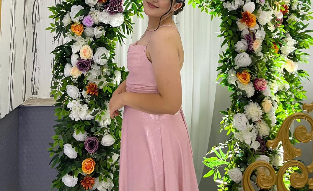 Pembe Drapeli Uzun Askılı Kadın Abiye - Görsel 2