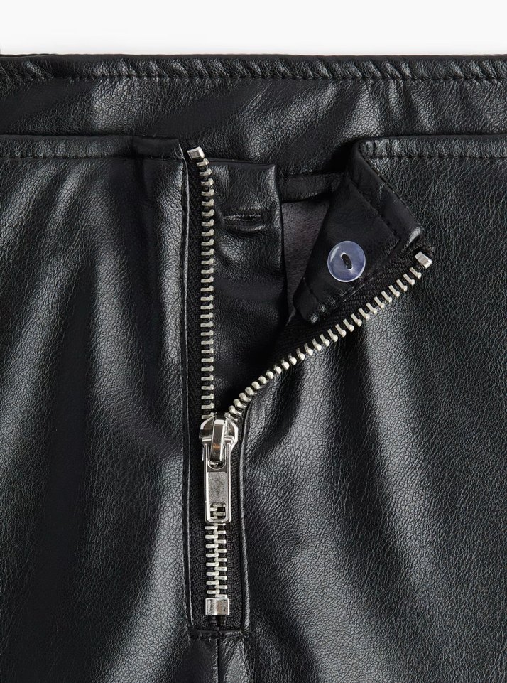 H&M Siyah Deri Kadın Pantolon - Görsel 2