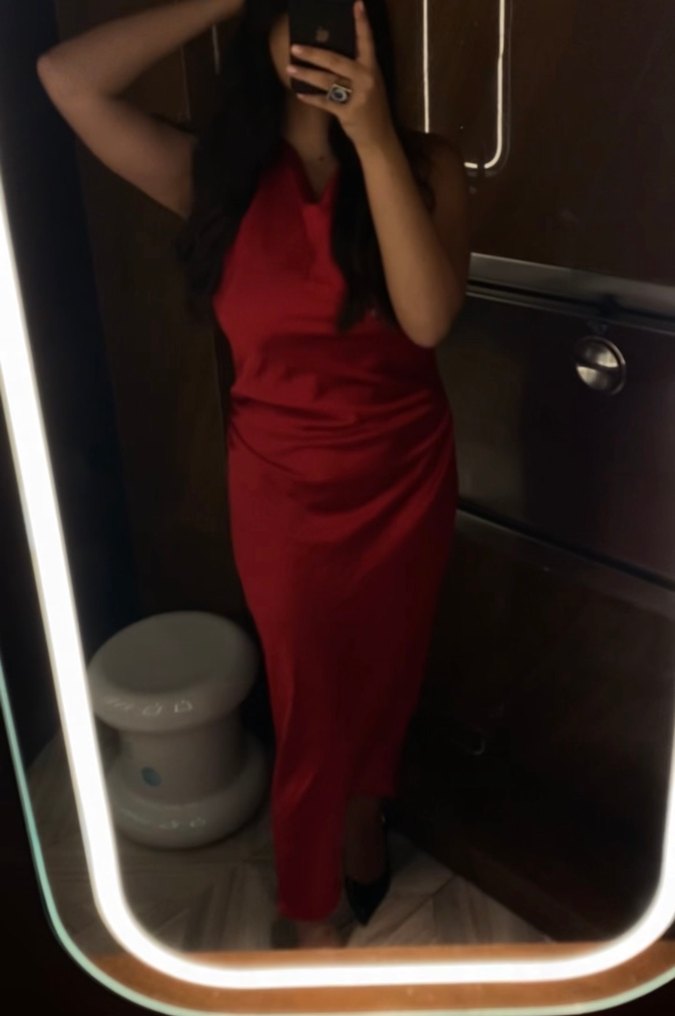 Zara Kırmızı Saten Elbise - Görsel 3