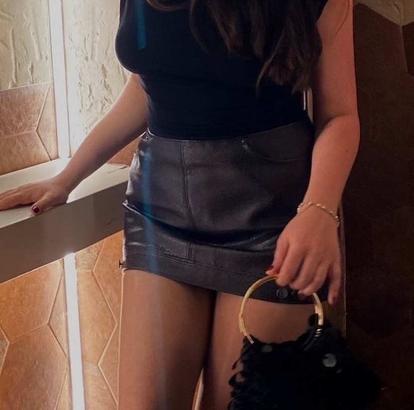 H&M Suni Deri Mini Etek - Görsel 2