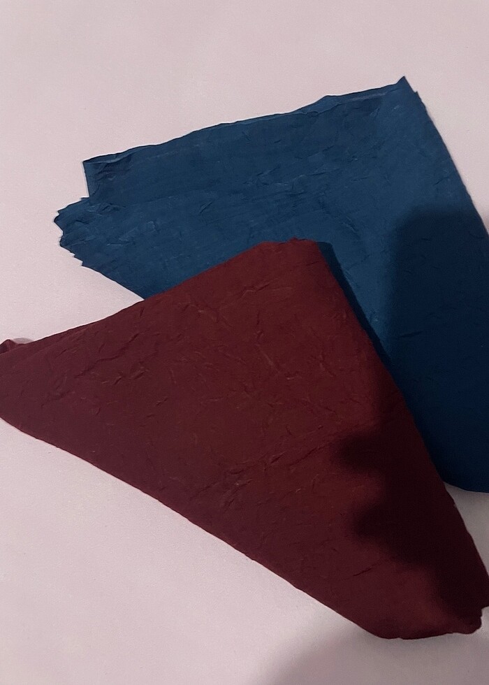 Bordo ve mavi bambu şal - Görsel 2