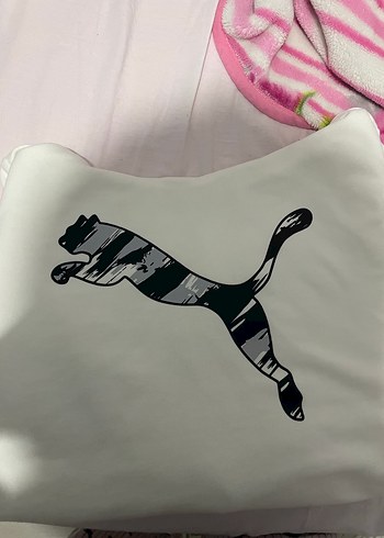 Puma Beyaz Kapüşonlu Sweatshirt - Görsel 4