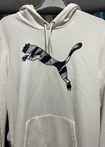 Puma Beyaz Kapüşonlu Sweatshirt - Görsel 2