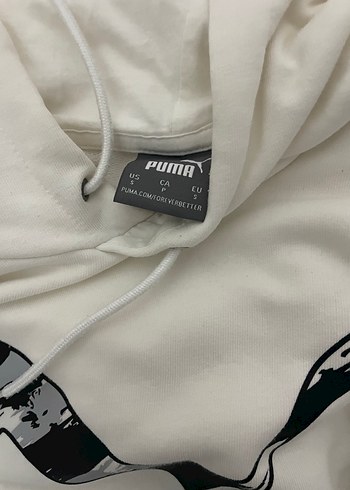 Puma Beyaz Kapüşonlu Sweatshirt - Görsel 5
