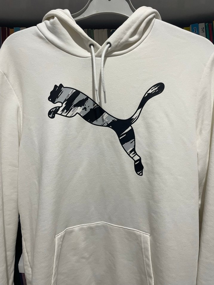 Puma Beyaz Kapüşonlu Sweatshirt - Görsel 2